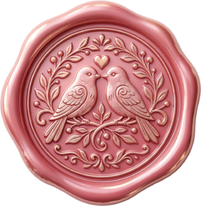 Luminous Rose Gold Wax Seal, charming PNG Illustrations for sweet engagements