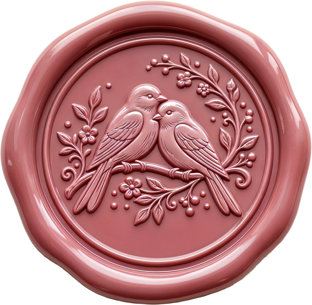Gentle Rose-Tinted Lovebirds, vector PNG Illustrations Wax Seal for elegant use 1 - Gentle Rose-Tinted Lovebirds, vector PNG Illustrations Wax Seal for elegant use Free PNG Download