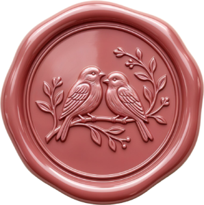 Charming Pink Lovebird Wax Seal, clean PNG Illustrations for heartfelt notes