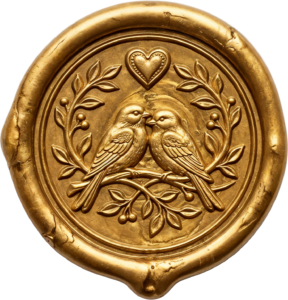 Aged Golden Birds Wax Seal, rustic PNG Illustrations for timeless pledges