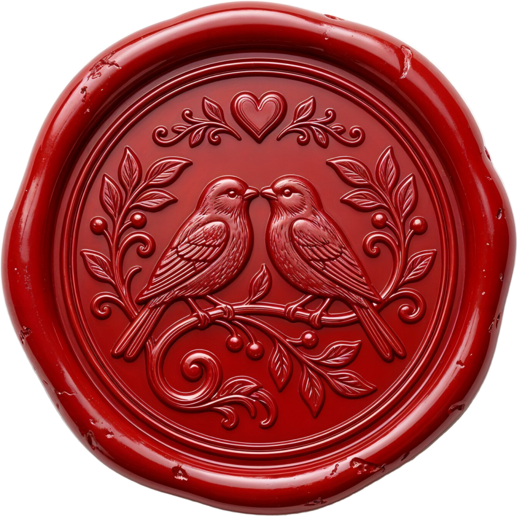 - Striking Scarlet Lovebird Wax Seal, vivid PNG Illustrations for joyful announcements Free PNG Download