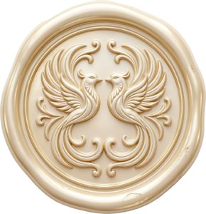 Mythical Cream Phoenix Wax Seal, symbolic PNG Illustrations for eternal bonds