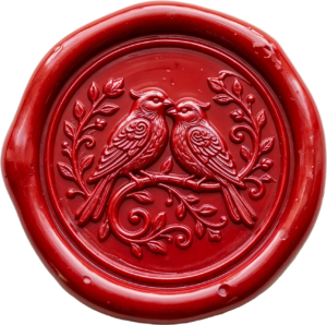 Classic Red Lovebirds Wax Seal, charming PNG Illustrations for heartfelt connections