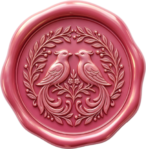 Blush Pink Doves Wax Seal, captivating PNG Illustrations for tender vows