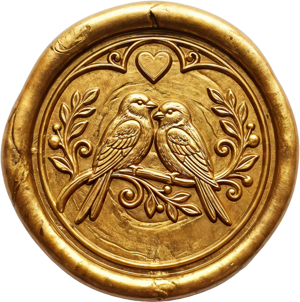 Authentic Gold Lovebirds Wax Seal, vintage PNG Illustrations for lasting affection 1 - Authentic Gold Lovebirds Wax Seal, vintage PNG Illustrations for lasting affection Free PNG Download