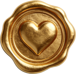 Radiant Gold Heart Design as a Stunning Wax Seals PNG Illustration