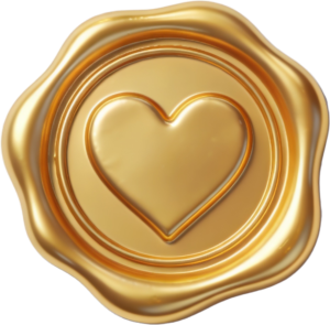 Smooth Golden Emblem featuring a Heart in this Wax Seals PNG Illustration