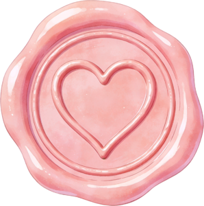 A Gentle Watercolor Pink Heart Outline on a Soft Wax Seals PNG Illustration