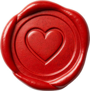 Textured Red Heart Outline creating a Unique Wax Seals PNG Illustration