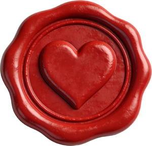 Vibrant Glossy Red Heart Stamp making a Bold Wax Seals PNG Illustration