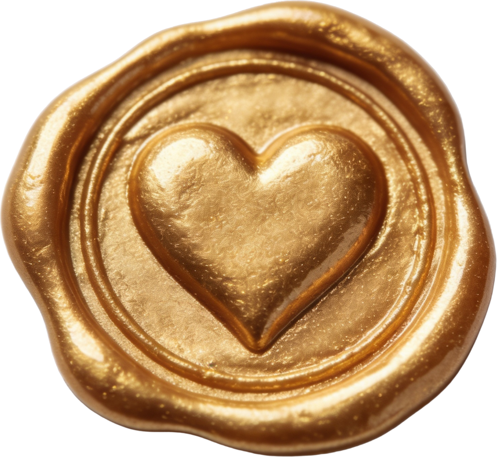 A Shimmering Textured Gold Heart Embossing shown in this Wax Seals PNG Illustration 1 - A Shimmering Textured Gold Heart Embossing shown in this Wax Seals PNG Illustration Free PNG Download