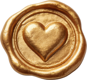 A Shimmering Textured Gold Heart Embossing shown in this Wax Seals PNG Illustration