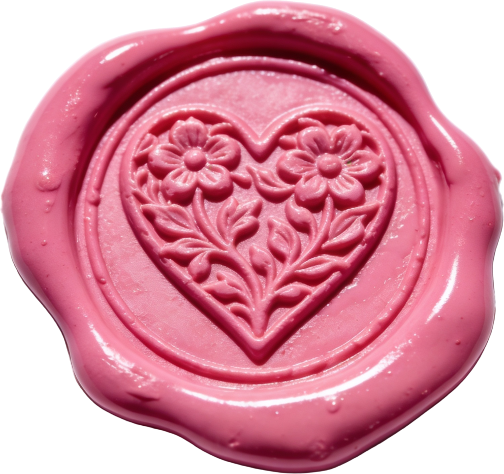 Floral Heart Design in Soft Pink completing this Wax Seals PNG Illustration 1 - Floral Heart Design in Soft Pink completing this Wax Seals PNG Illustration Free PNG Download