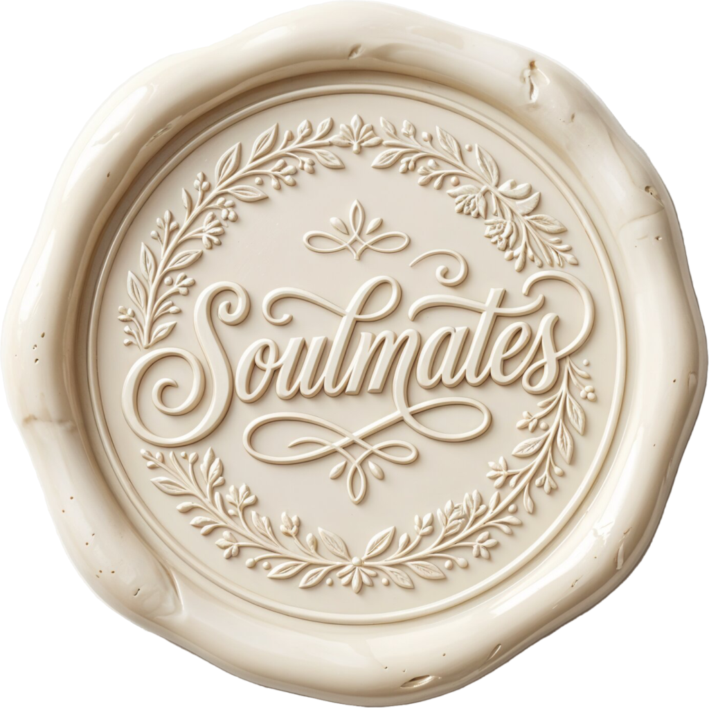 - Elegant cream "Soulmates" design on premium Wax Seals, PNG, Illustration art piece Free PNG Download