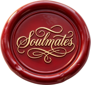 Lustrous red finish for Soulmates gold script Wax Seals, PNG, Illustration for events