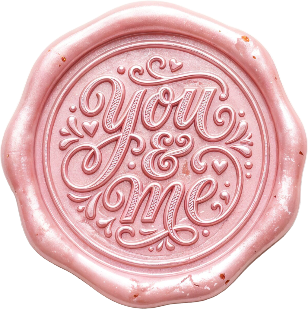 Shimmering pink "You & Me" ornate Wax Seals, PNG, Illustration with hearts 1 - Shimmering pink "You & Me" ornate Wax Seals, PNG, Illustration with hearts Free PNG Download