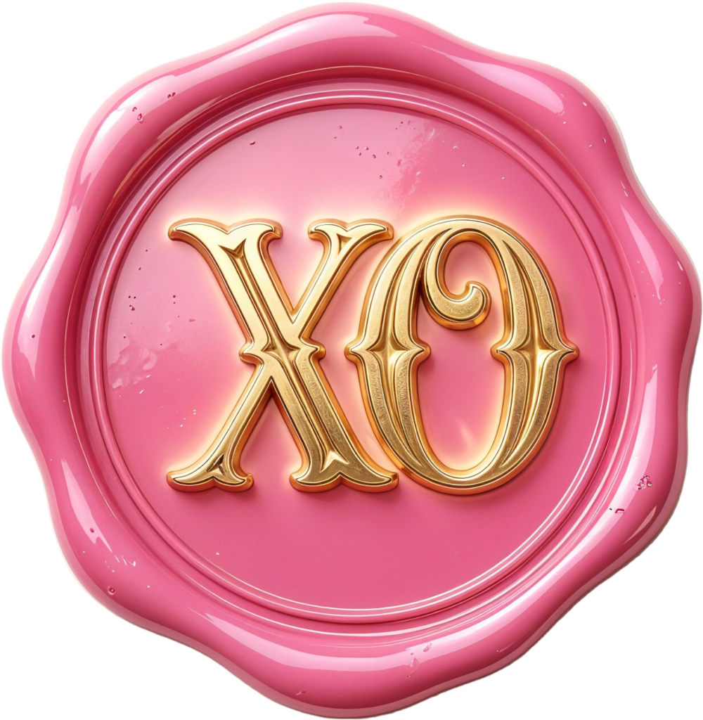 Bright pink "XO" in glowing gold on a vibrant Wax Seals, PNG, Illustration emblem 1 - Bright pink "XO" in glowing gold on a vibrant Wax Seals, PNG, Illustration emblem Free PNG Download