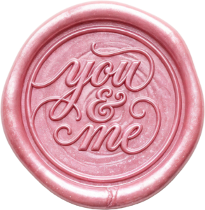 Swirled pearlescent pink “you & me” on an elegant Wax Seals, PNG, Illustration stamp