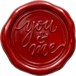 Smooth red “you & me” bouncy script for a cheerful Wax Seals, PNG, Illustration seal