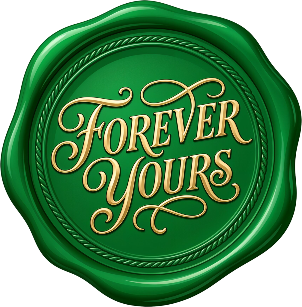 Lush green "Forever Yours" with golden script on a striking Wax Seals, PNG, Illustration 1 - Lush green "Forever Yours" with golden script on a striking Wax Seals, PNG, Illustration Free PNG Download