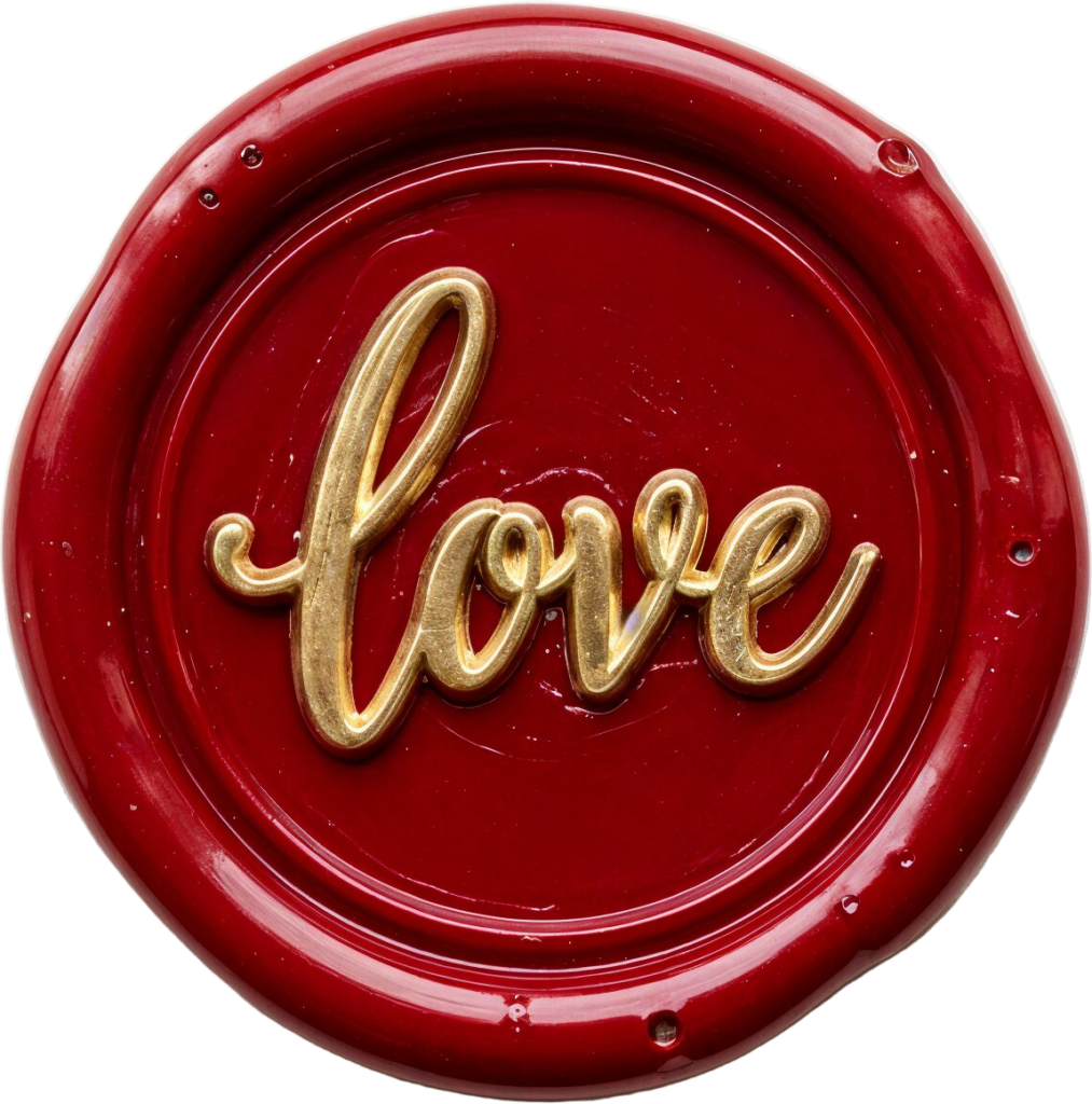 - Textured red "love" script in golden tones on a charming Wax Seals, PNG, Illustration Free PNG Download