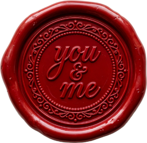Elaborate “you & me” script with ornate beaded Wax Seals, PNG, Illustration border