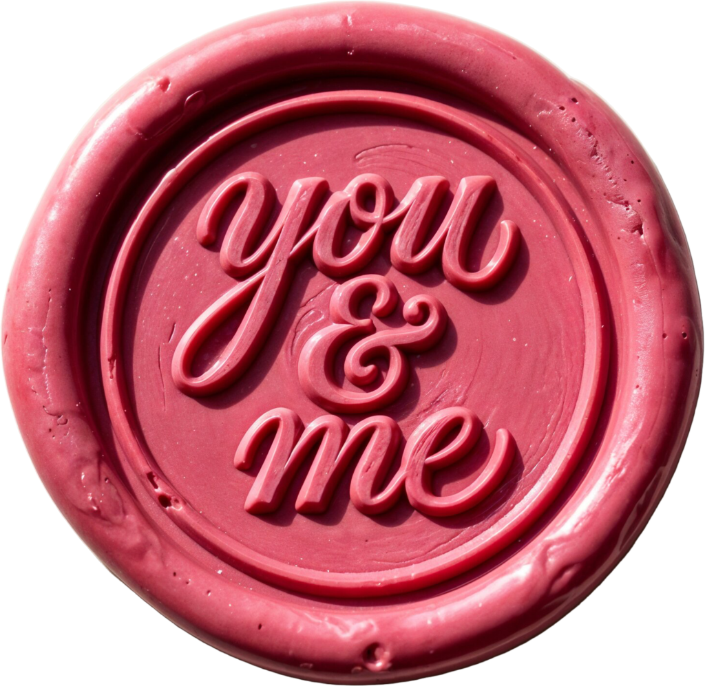 Muted pink "you & me" in rounded script on a charming Wax Seals, PNG, Illustration 1 - Muted pink "you & me" in rounded script on a charming Wax Seals, PNG, Illustration Free PNG Download