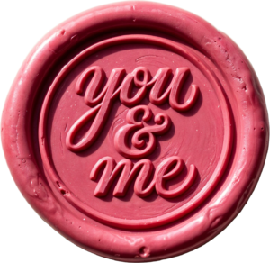 Muted pink “you & me” in rounded script on a charming Wax Seals, PNG, Illustration
