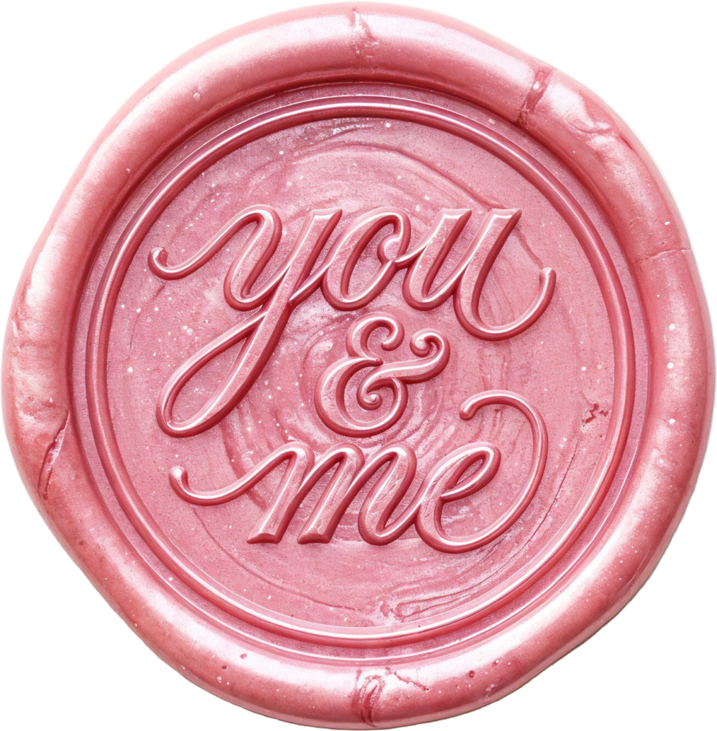 Gentle pearlescent pink "you & me" script on a delicate Wax Seals, PNG, Illustration 1 - Gentle pearlescent pink "you & me" script on a delicate Wax Seals, PNG, Illustration Free PNG Download