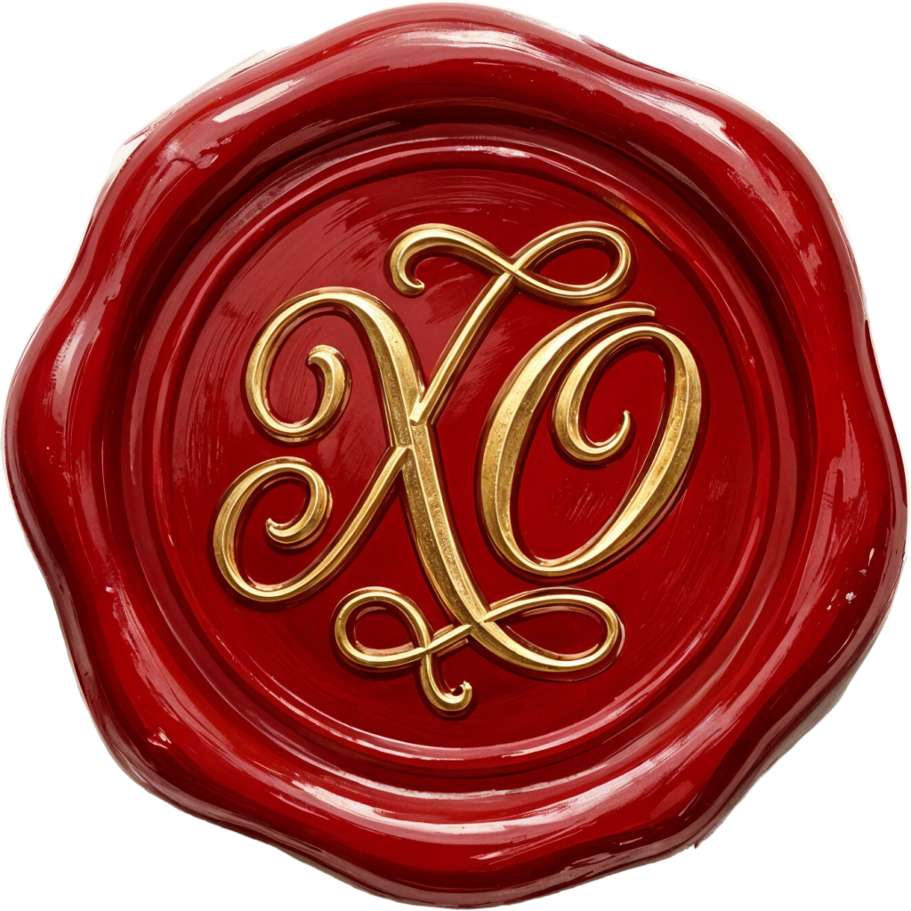 Bold gold "XO" with prominent flourishes on a rich red Wax Seals, PNG, Illustration seal 1 - Bold gold "XO" with prominent flourishes on a rich red Wax Seals, PNG, Illustration seal Free PNG Download