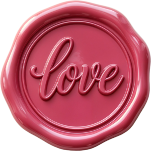Smooth, dark pink “love” in rounded script on a cheerful Wax Seals, PNG, Illustration