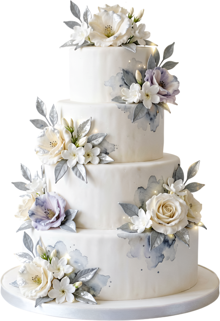 Craft beautiful stationery using this Watercolor Silver Wedding Cake illustration, available as a high-res PNG