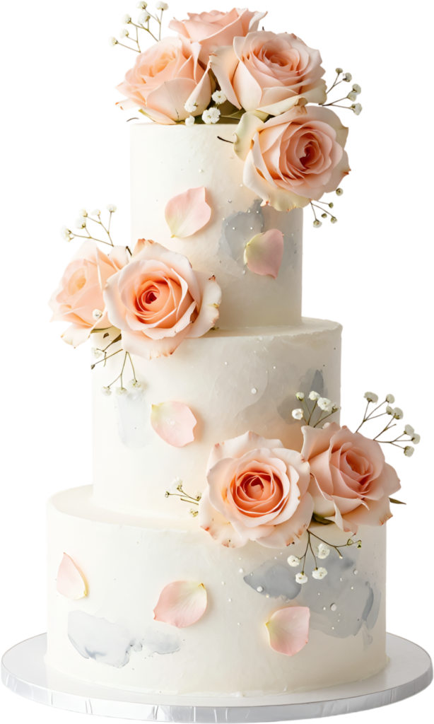 Enhance your visual content with this Minimalist Rose Wedding Cake illustration, a modern PNG for chic designs