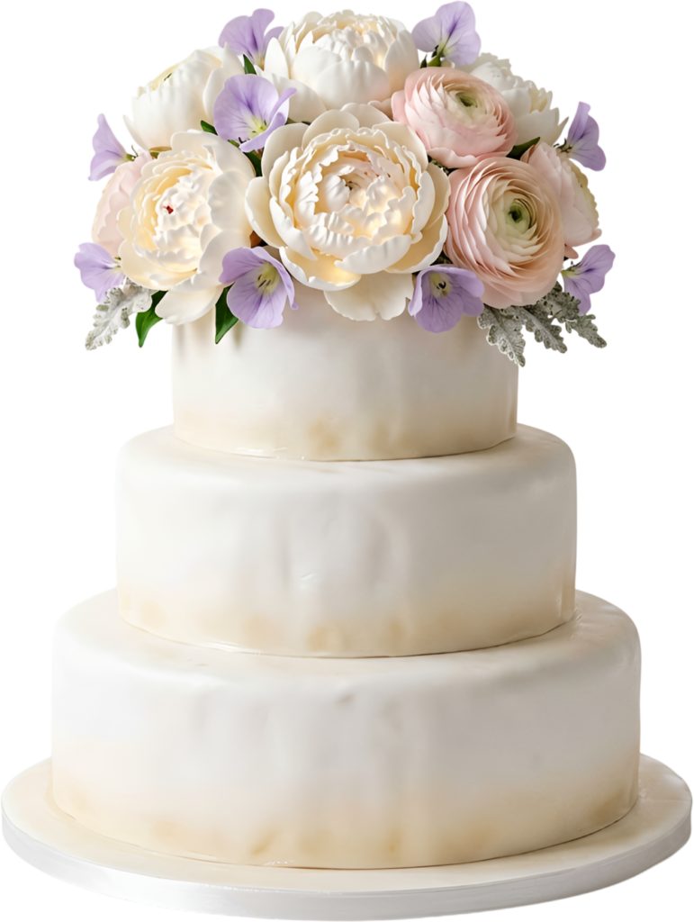 Craft refined visuals with this Buttercream Peony Wedding Cake illustration, a soft-hued PNG for gentle celebrations