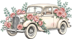 Happy rustic wedding couple PNG, blue classic car clipart for charming country wedding invites. 22 - Happy rustic wedding couple PNG, blue classic car clipart for charming country wedding invites. Free PNG Download