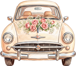 Classic "Just Married" wedding car couple PNG, charming bridal clipart for festive announcements. 23 - Classic "Just Married" wedding car couple PNG, charming bridal clipart for festive announcements. Free PNG Download