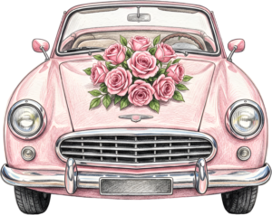 Cheerful watercolor wedding couple PNG, cream classic car clipart for delightful ceremony announcements. 24 - Cheerful watercolor wedding couple PNG, cream classic car clipart for delightful ceremony announcements. Free PNG Download