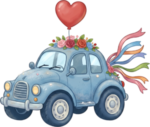 Cheerful watercolor wedding couple PNG, cream classic car clipart for delightful ceremony announcements. 28 - Cheerful watercolor wedding couple PNG, cream classic car clipart for delightful ceremony announcements. Free PNG Download