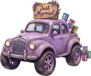 Happy rustic wedding couple PNG, blue classic car clipart for charming country wedding invites. 28 - Happy rustic wedding couple PNG, blue classic car clipart for charming country wedding invites. Free PNG Download