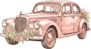 Cheerful watercolor wedding couple PNG, cream classic car clipart for delightful ceremony announcements. 30 - Cheerful watercolor wedding couple PNG, cream classic car clipart for delightful ceremony announcements. Free PNG Download