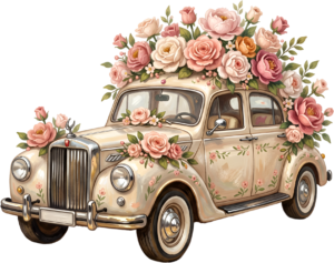 Classic "Just Married" wedding car couple PNG, charming bridal clipart for festive announcements. 35 - Classic "Just Married" wedding car couple PNG, charming bridal clipart for festive announcements. Free PNG Download