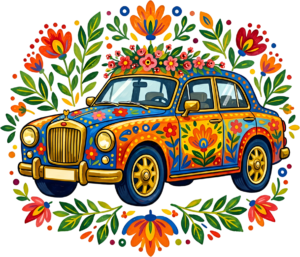 Ecstatic watercolor wedding couple PNG, green convertible car clipart for joyful announcement cards. 35 - Ecstatic watercolor wedding couple PNG, green convertible car clipart for joyful announcement cards. Free PNG Download