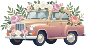 Happy rustic wedding couple PNG, blue classic car clipart for charming country wedding invites. 36 - Happy rustic wedding couple PNG, blue classic car clipart for charming country wedding invites. Free PNG Download