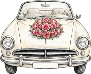 Happy rustic wedding couple PNG, blue classic car clipart for charming country wedding invites. 38 - Happy rustic wedding couple PNG, blue classic car clipart for charming country wedding invites. Free PNG Download