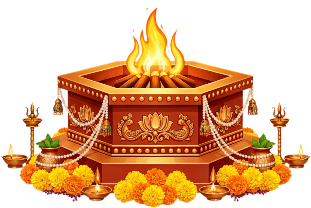 Elaborate octagonal havan kund, a richly detailed puja illustration PNG 1 - Elaborate octagonal havan kund, a richly detailed puja illustration PNG Free PNG Download