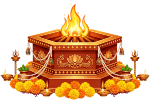 Elaborate octagonal havan kund, a richly detailed puja illustration PNG