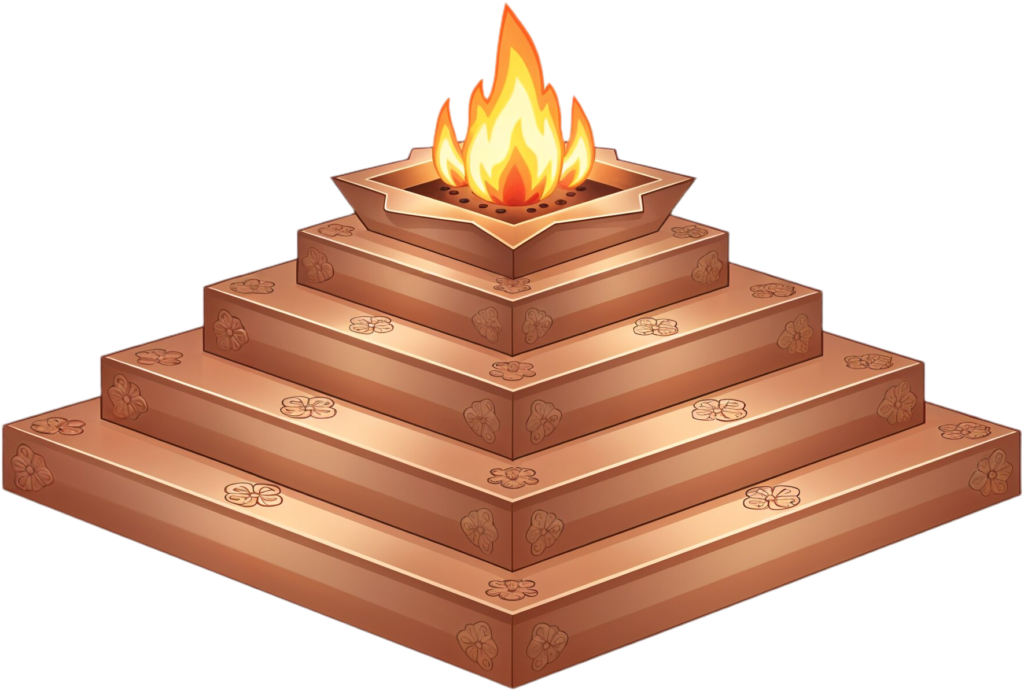 Tiered copper havan kund, a beautiful pyramid fire altar illustration PNG 1 - Tiered copper havan kund, a beautiful pyramid fire altar illustration PNG Free PNG Download