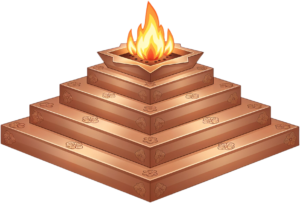 Tiered copper havan kund, a beautiful pyramid fire altar illustration PNG
