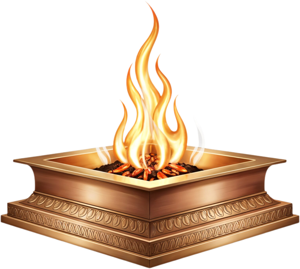 Elegant golden havan kund with glowing embers, an exquisite PNG illustration 1 - Elegant golden havan kund with glowing embers, an exquisite PNG illustration Free PNG Download