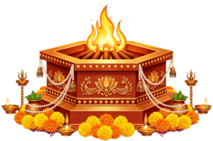 Ornate octagonal havan kund, a beautiful festive decoration illustration PNG